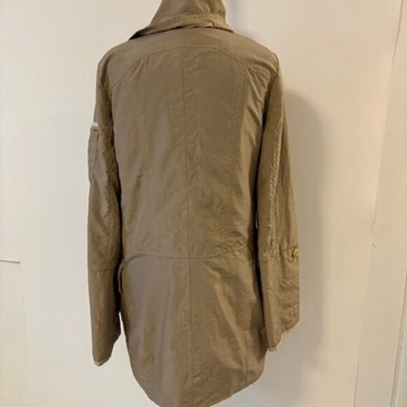 Venezia Milano Tan Brown Hooded Rain Jacket Gold Zippers Small Lined Zippers - Picture 9 of 14